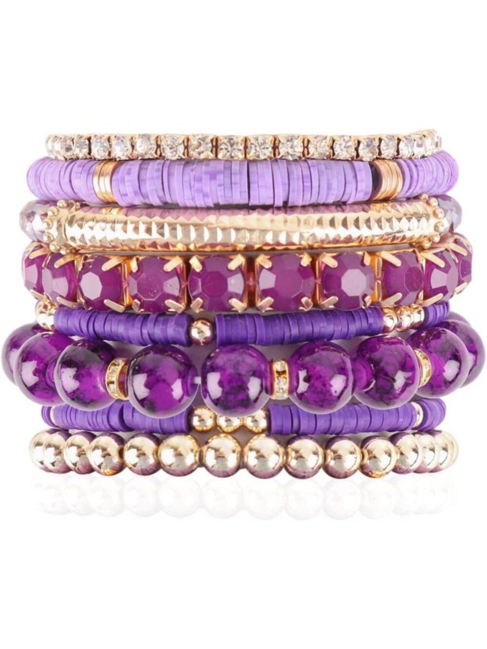 Colorful Stretch Beaded Stackable Bracelets - Layered Statement Wrap Bangles
